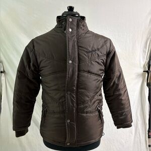 Timberland Men’s Puffer Jacket Medium Brown Full Zip Insulated Coat Outdoor